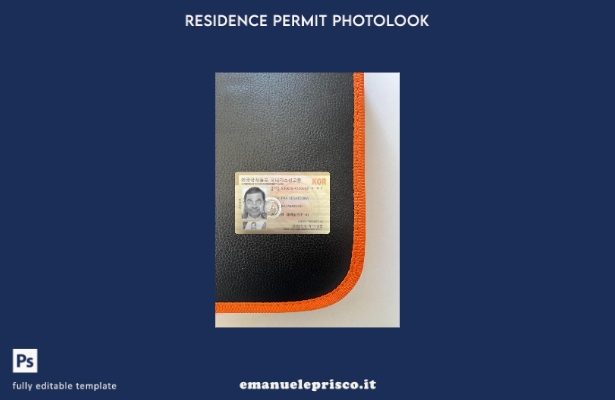modello anteriore photolook presente della carta di residenza coreana in stile v